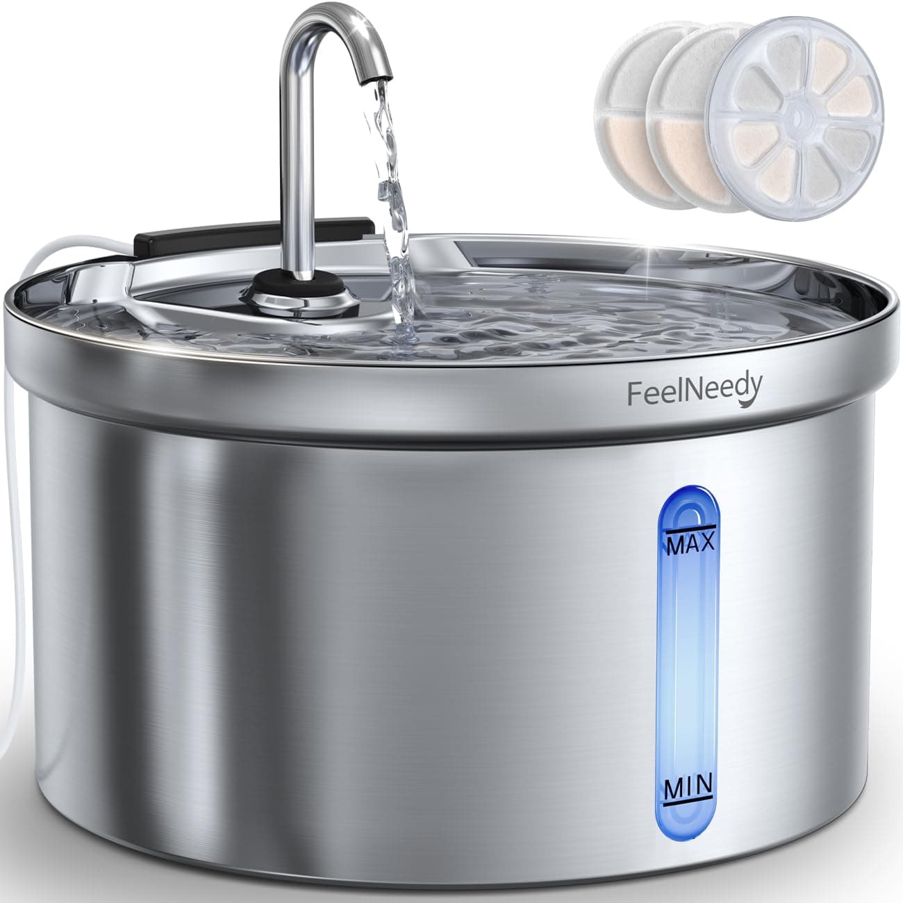 Fontaine à Eau Silencieuse FontaineNEEDY 3,5L avec Robinet & 3 Filtres USB