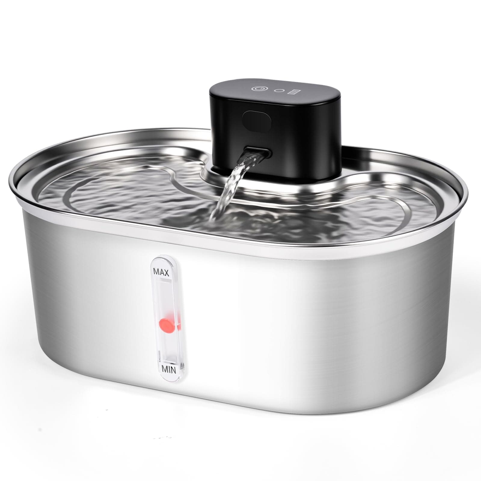 Dreamhigh® Fontaine à Eau pour Chat 3,5L Sans Fil, 5000 mAh avec Capteur de Mouvement 2 Modes, Acier Inoxydable pour Cha