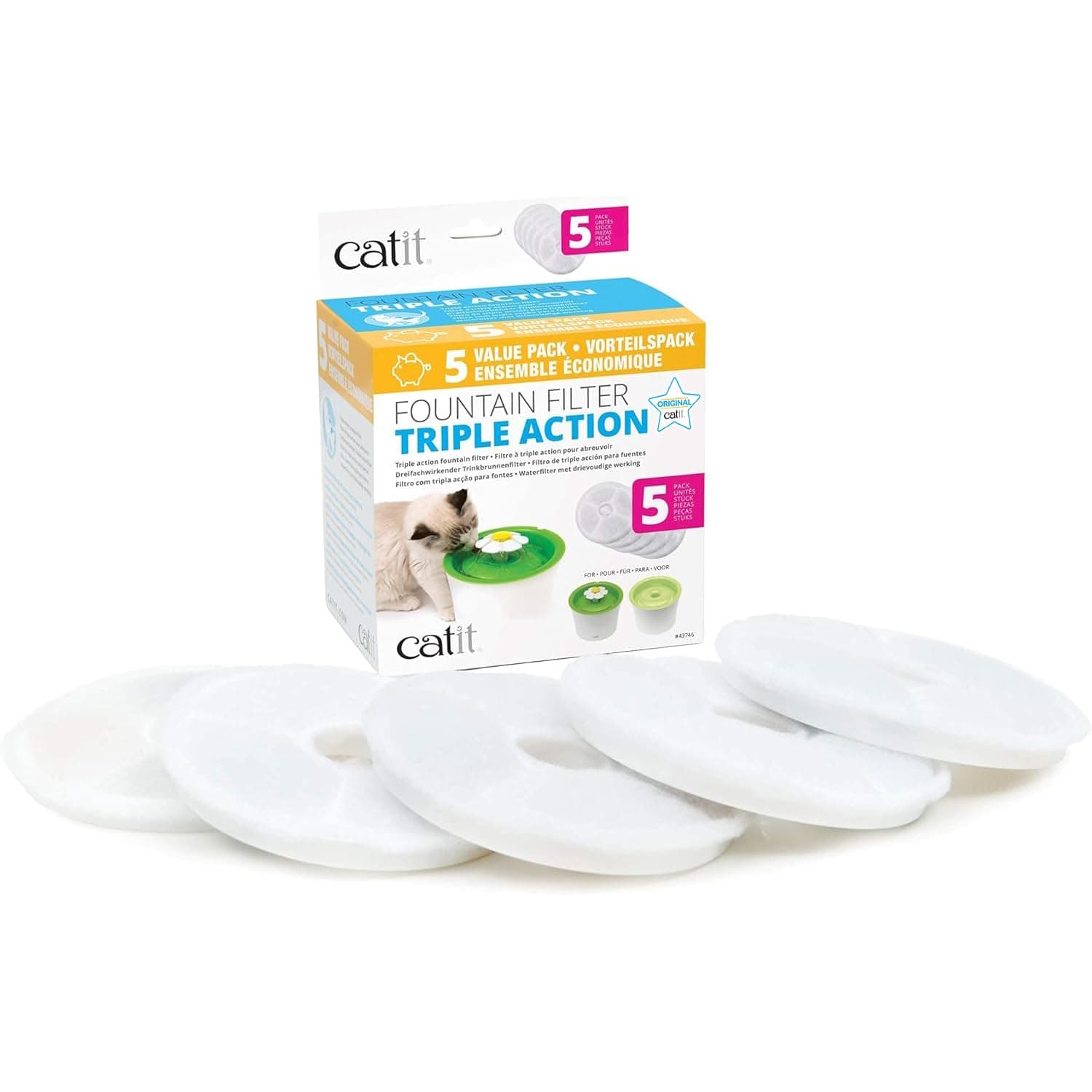Filtres Catit à triple action pour abreuvoir chat | Filtration efficace | Pour chats | Idéal pour l'été | Haute sécurité