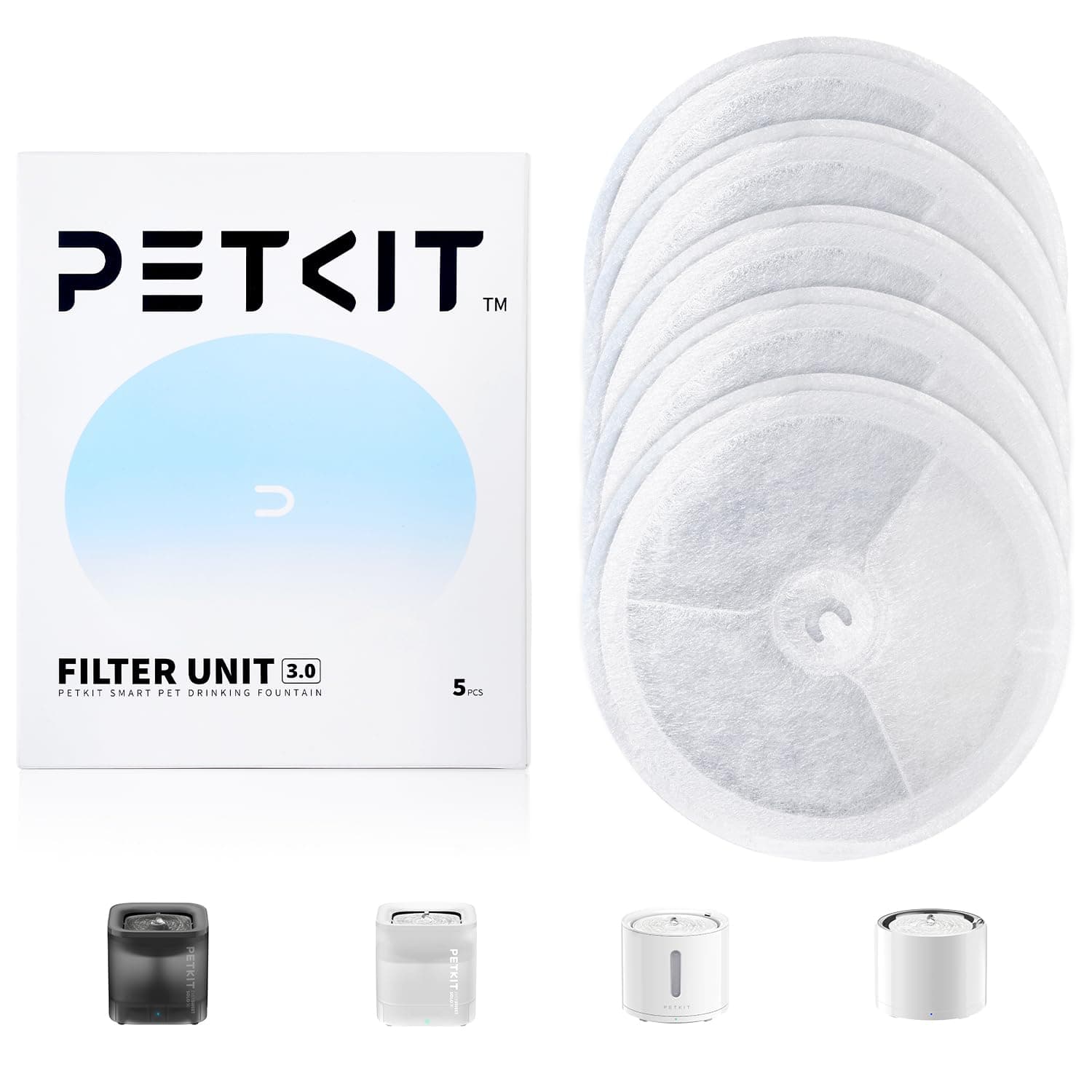 PETKIT Filtre à Eau Filtrante 5 Pièces pour Chats et Chiens, Filtre CE, EVERSWEET |0 & |0 & CYBERTAIL, 0,25 kg