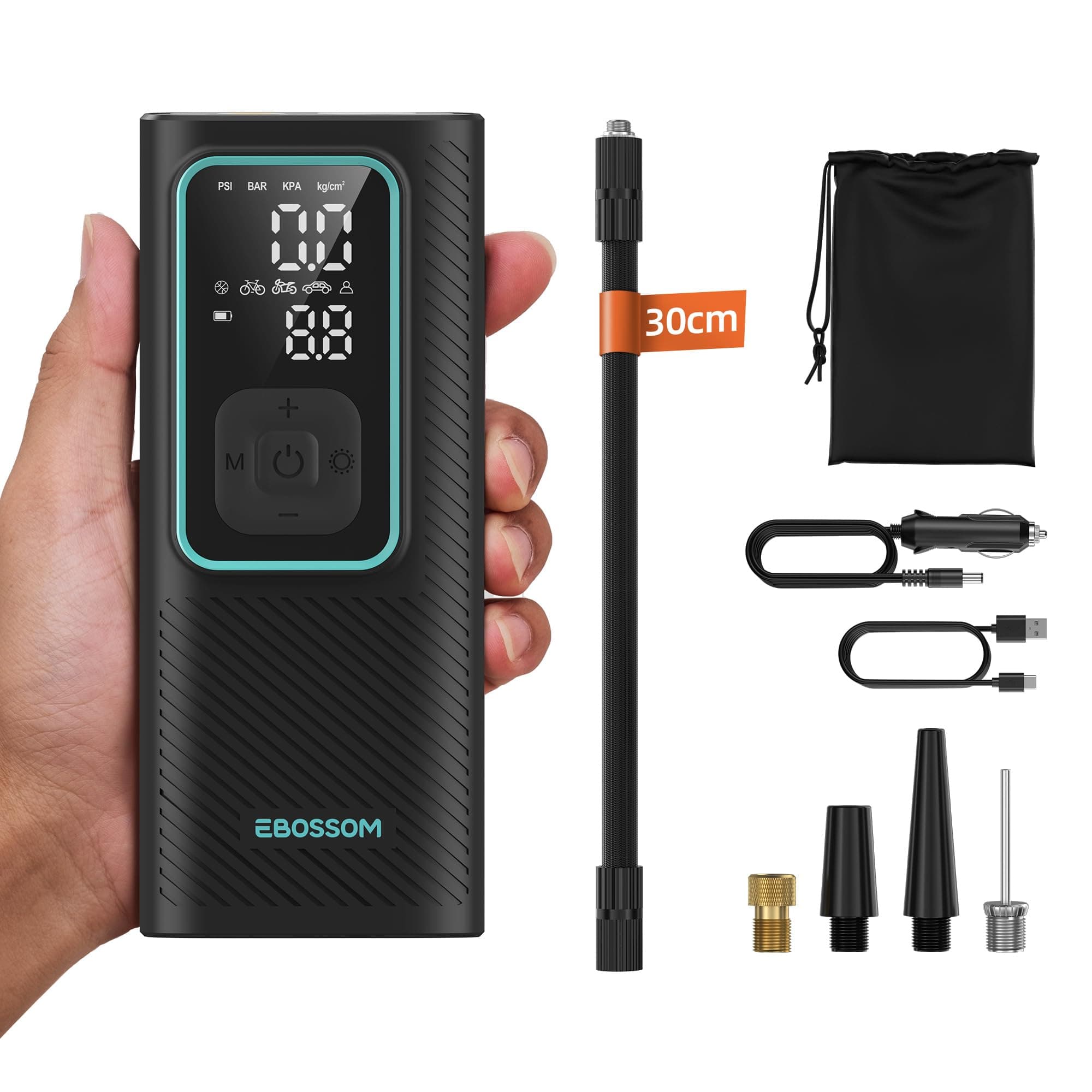 Gonfleur Pneus Voiture & Gonfleur Pneu Sans Fil 10,3Bar Batterie 6000mAh