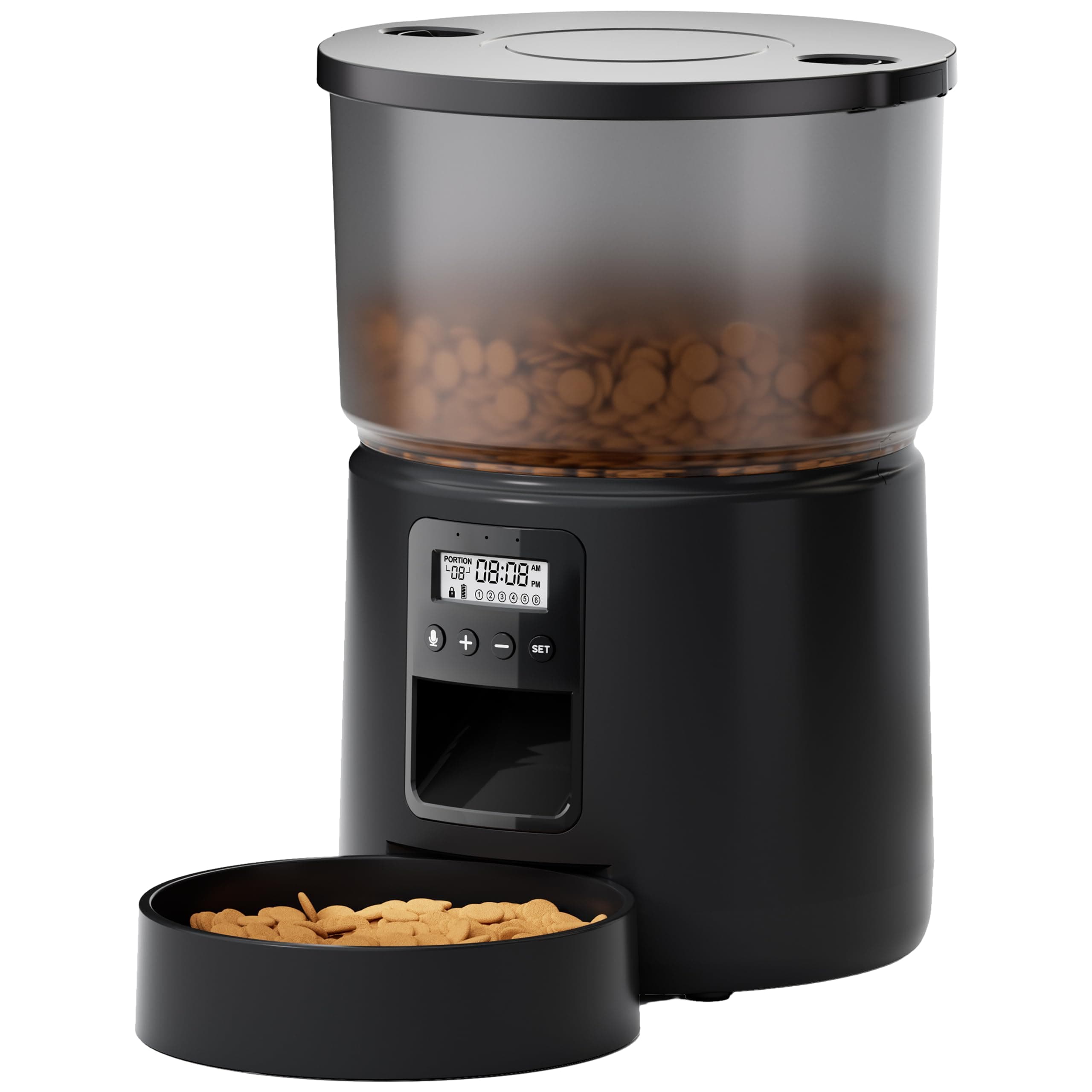 Distributeur de croquettes de chat automatique avec minuterie programmable - 1-6 repas par jour - avec fonction d'enregi