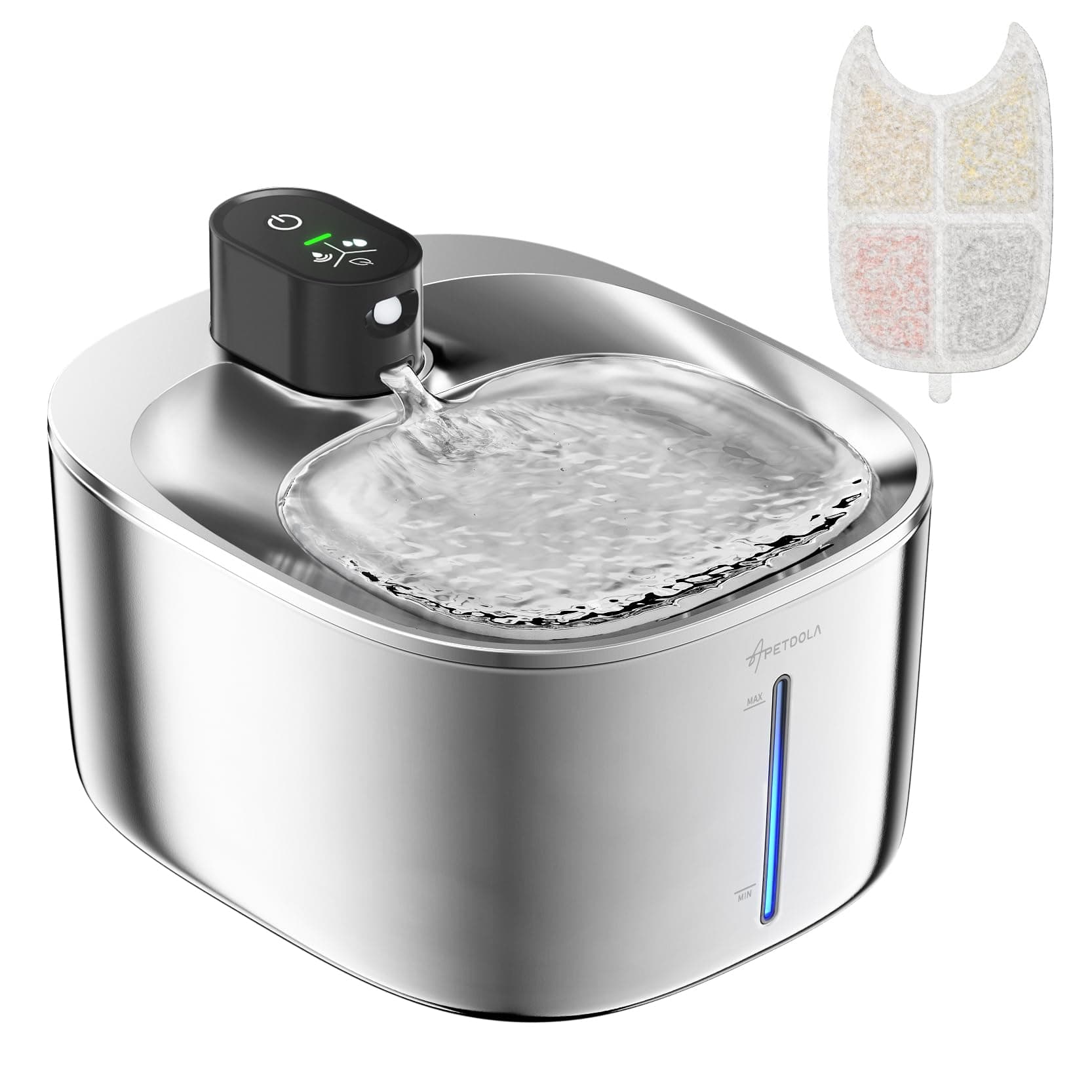 Fontaine à Eau pour Chat avec Capteur Automatique, 4 L en Acier Inoxydable, Ultra Silencieuse (Anti-Étouffement, Sans Fi