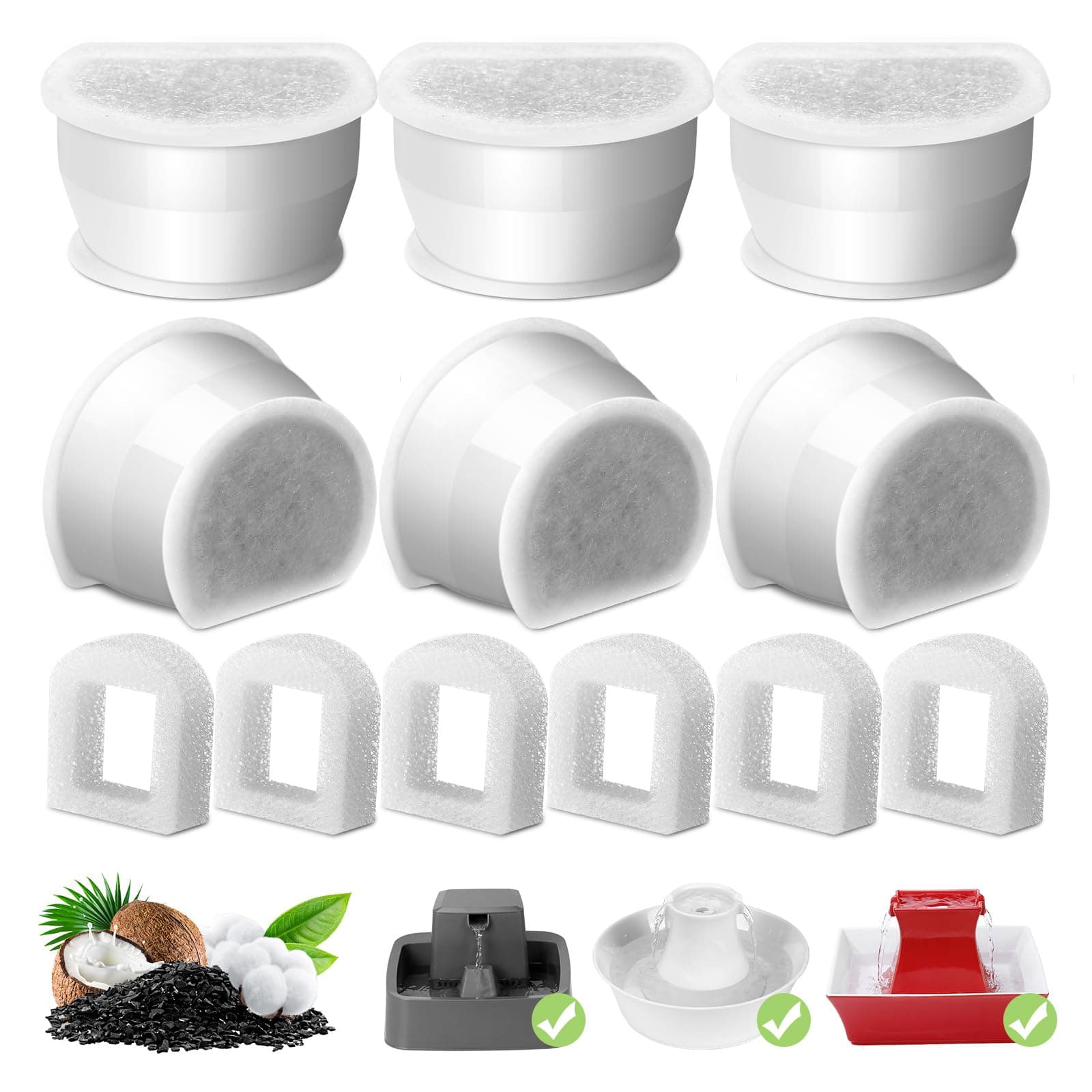 Filtre Fontaine Eau Chat Carbone de Rechange 7,5L 3,7L 1,8L Céramique Avalon Pagoda