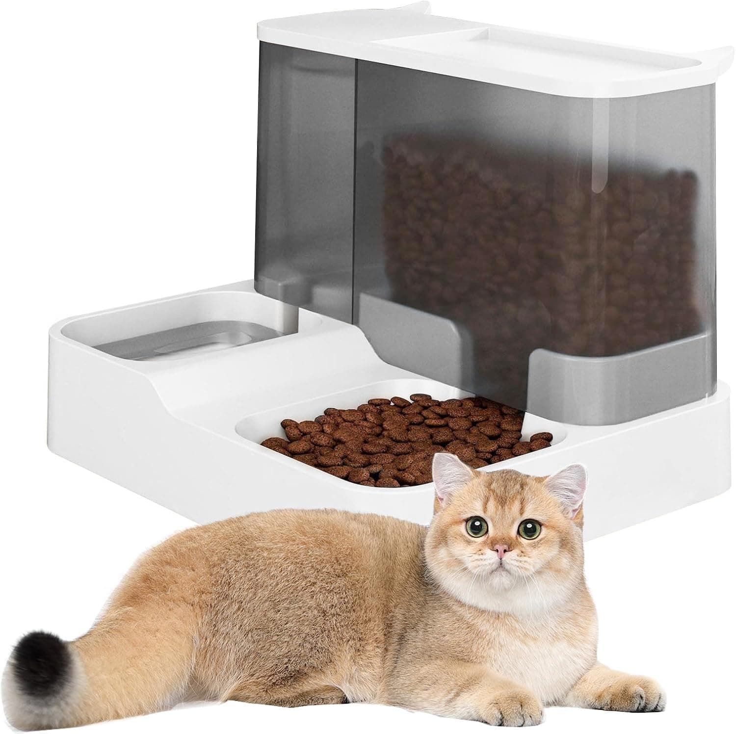 Distributeur Croquettes et Abreuvoir Automatique pour Chats et Chiens avec Fonction Timer - Gris