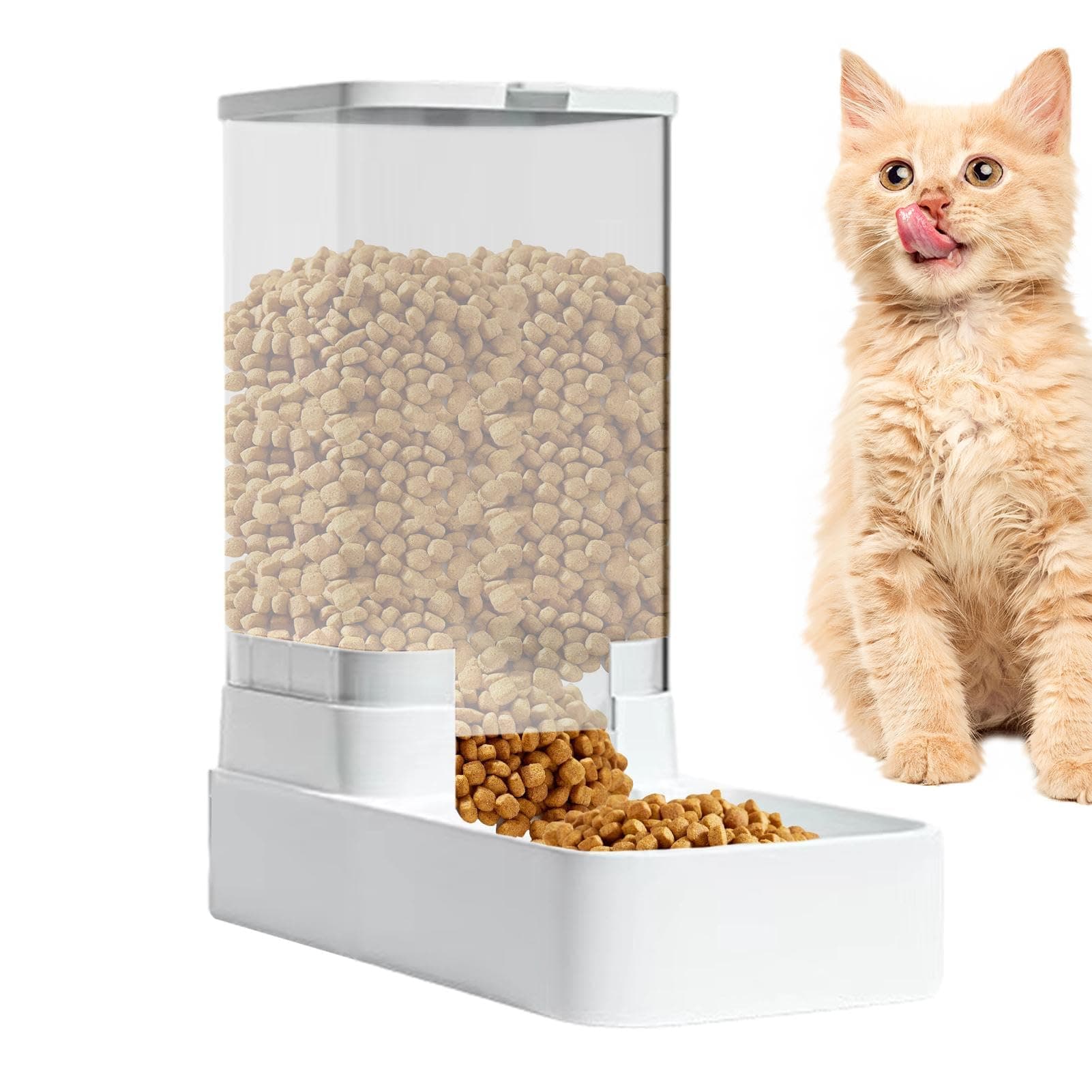 Distributeur Croquettes Chat Automatique, Mangeoire Automatique par Gravité pour Chien et Chat, 3,8 L