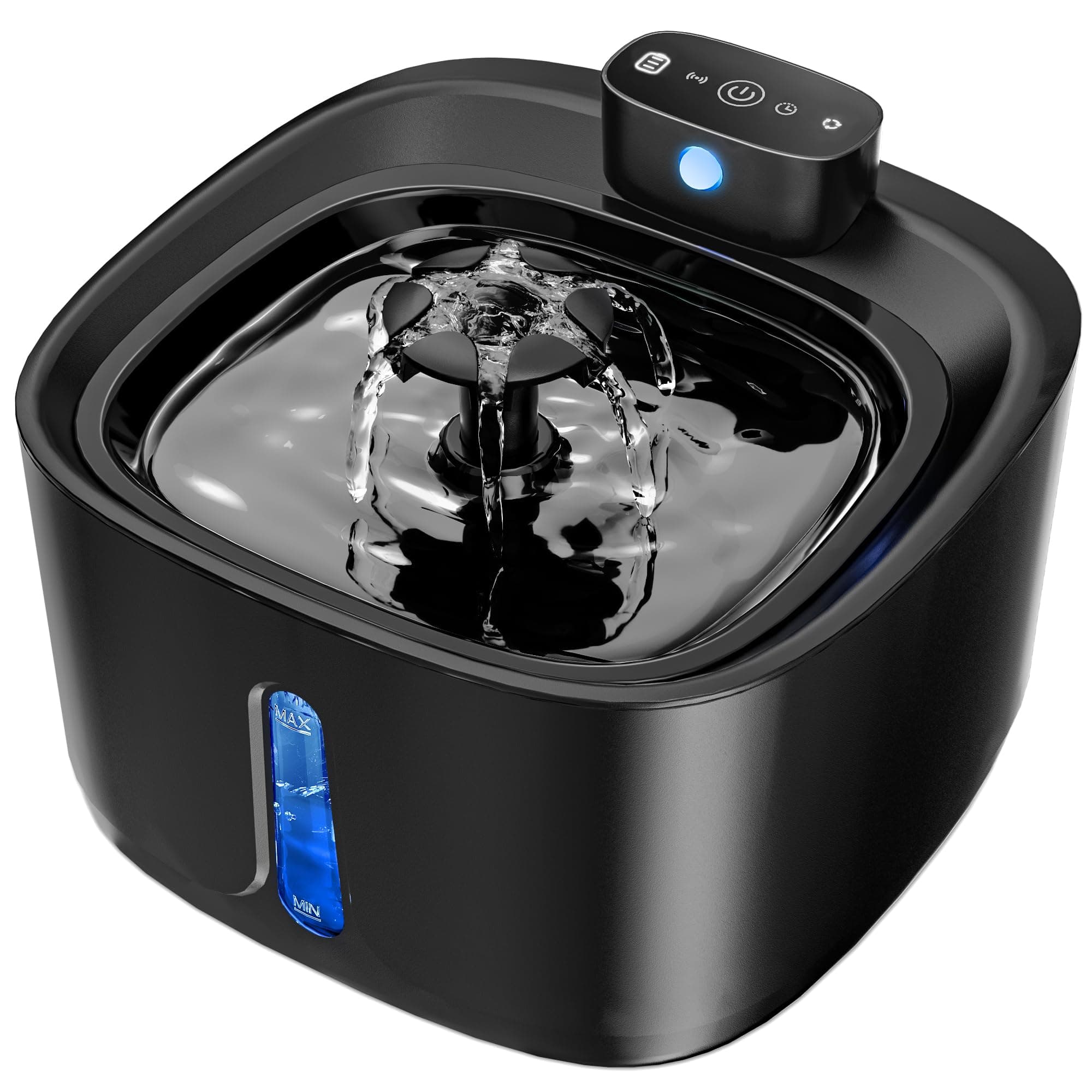 TOPPLEE Fontaine à Eau Chat Grande Capacité Détecteur de Mouvement Rechargeable Filtrage Multi-Niveaux