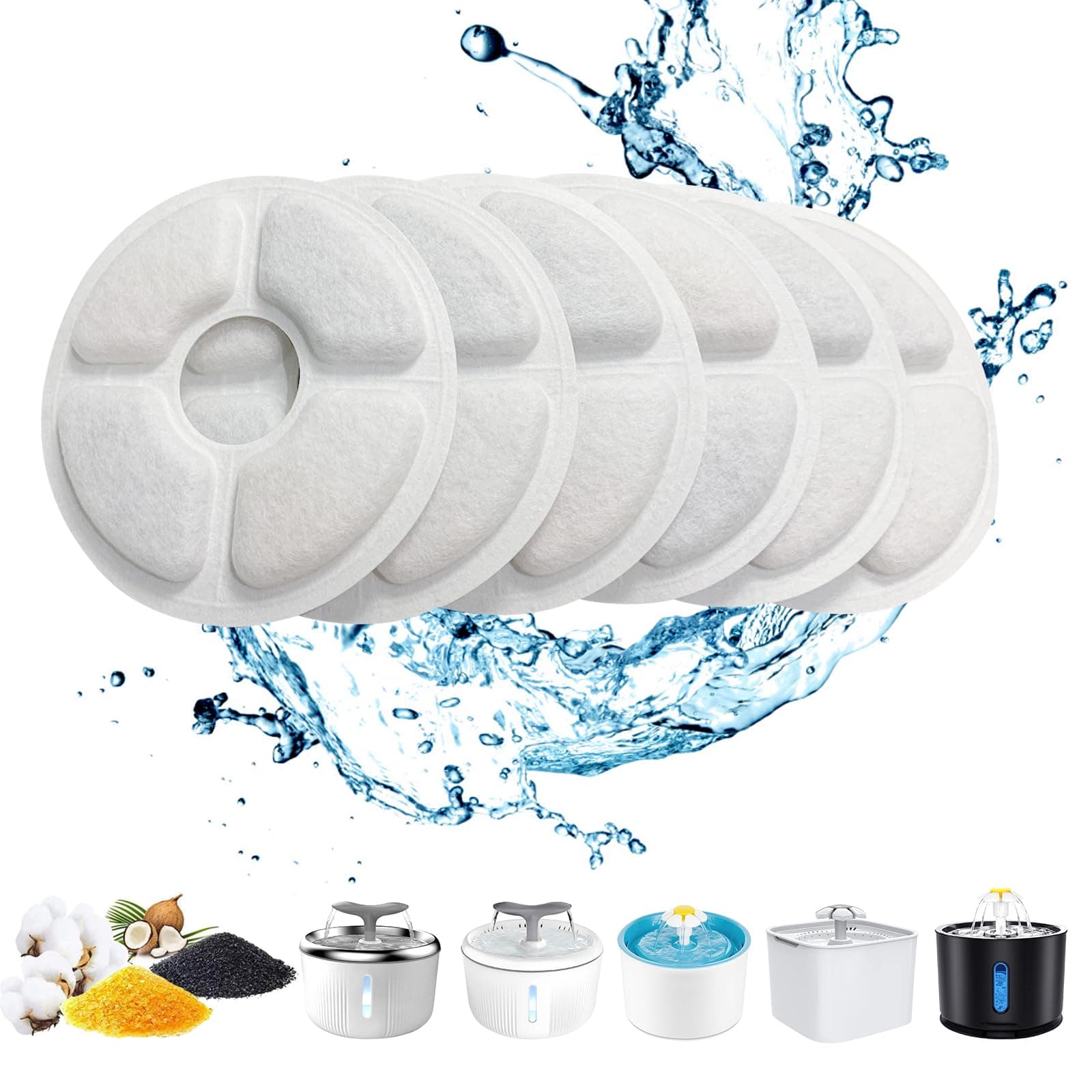 PewinGo Filtre eau Chat Triple Action 6 PCS pour Fontaine 2-|5L caractéristiques et bénéfices pour les propriétaires de