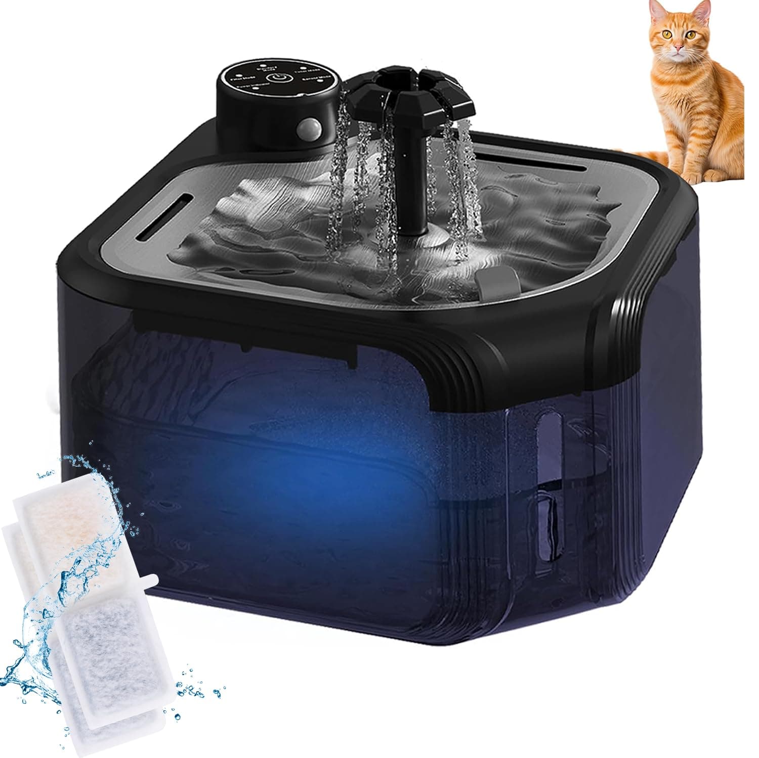 TAVADA Fontaine à Eau pour Chat 2,8L - Distributeur avec Détection de Mouvement - Idéal pour Animaux de Petite et Moyenn