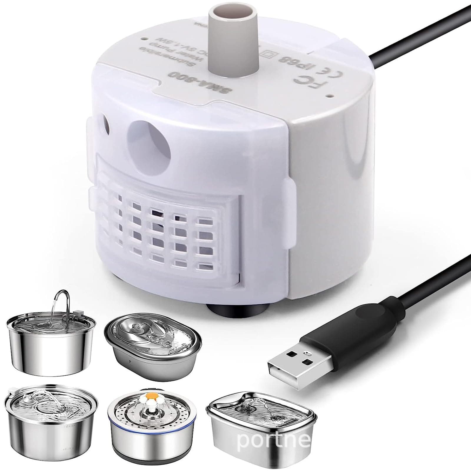 <think>
Okay, the user wants me to optimize a product title in French for a cat water fountain pump. The original title
