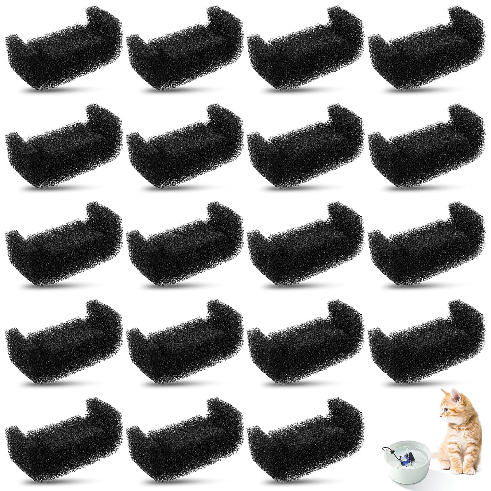 Filtre pour Fontaine à Eau pour Chiens et Chats 20 Pièces, Nettoyant Efficace et Anti-Bactérien - Set de 20 Filtres pour