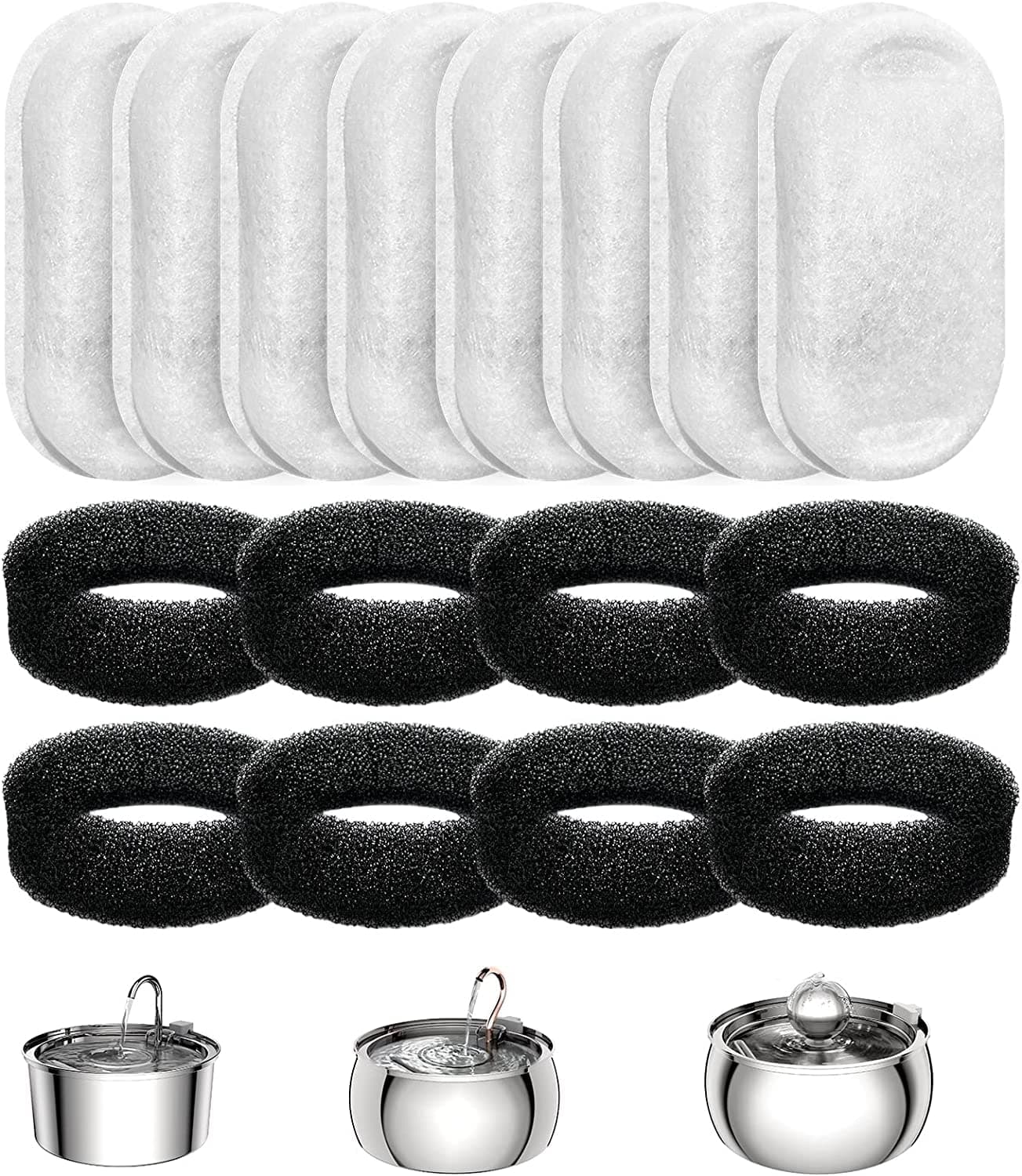 Filtres pour Fontaine à Eau pour Chat - Filtre de Remplacement Charbon Épongues Mousse 8 Pièces | Idéal pour Chat | Remp