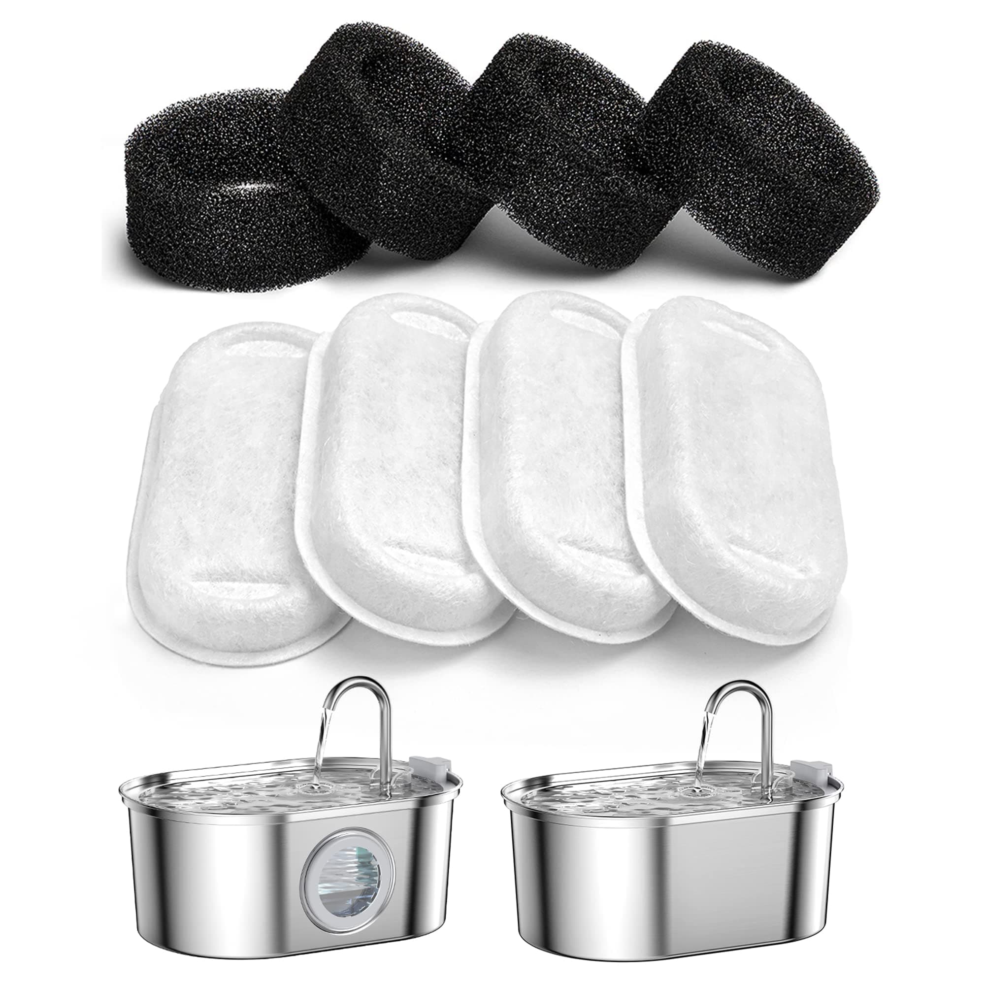 Filtres de Fontaine a Eau Chat SOOFPET 4PCS, Triple Filtration, Convient pour Chat, Remplacement tous les 2-4 Mois, S2
