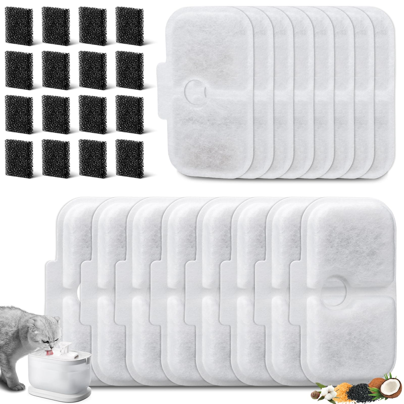 Filtres pour fontaine à eau Petlibro PLWF105 PLWF115 PLWF005 - 16 Filtres en Éponge avec Système Triple Filtre, Filtre d
