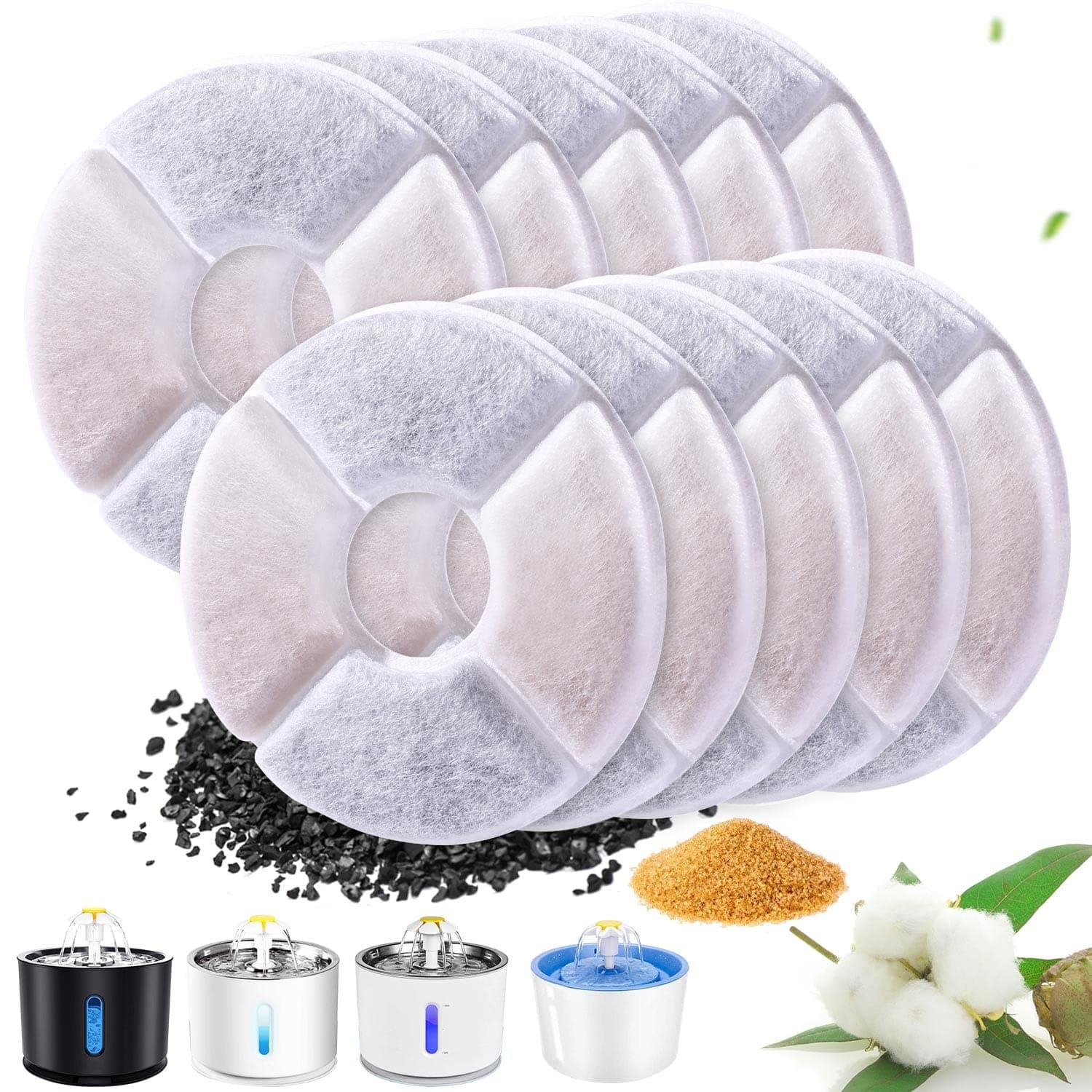 RBAYSALE Filtre Fontaine Eau Chat Charbon Actif, 10PCS Filtru d'Eau Remplacement pour Fontaine à Eau de Chien/Chat, avec