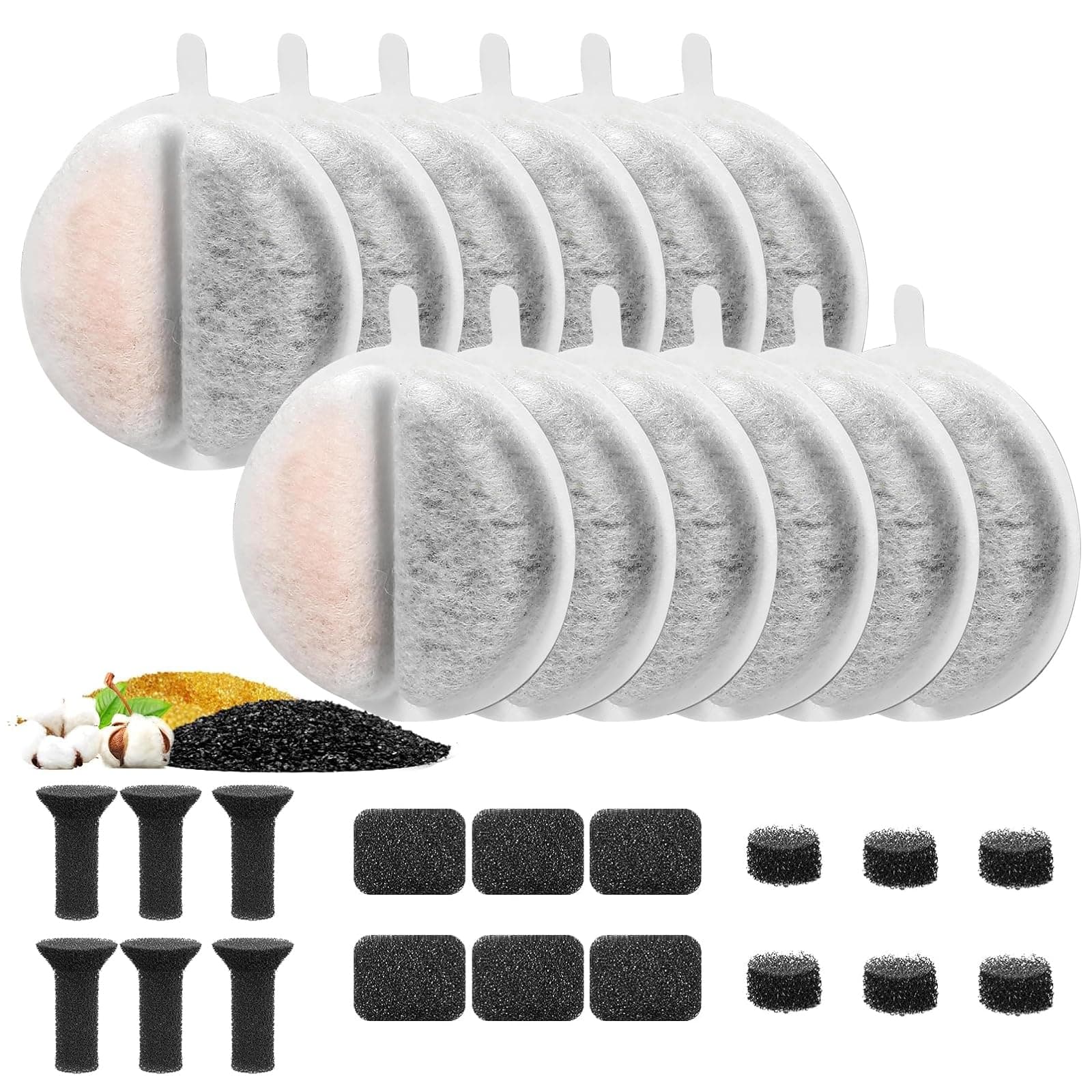 Filtres ATSGJLZN pour fontaine à eau de 2,5 L + Tri-filtration + Charbon actif + Éponge + Multifonctionnels + Eau fraich