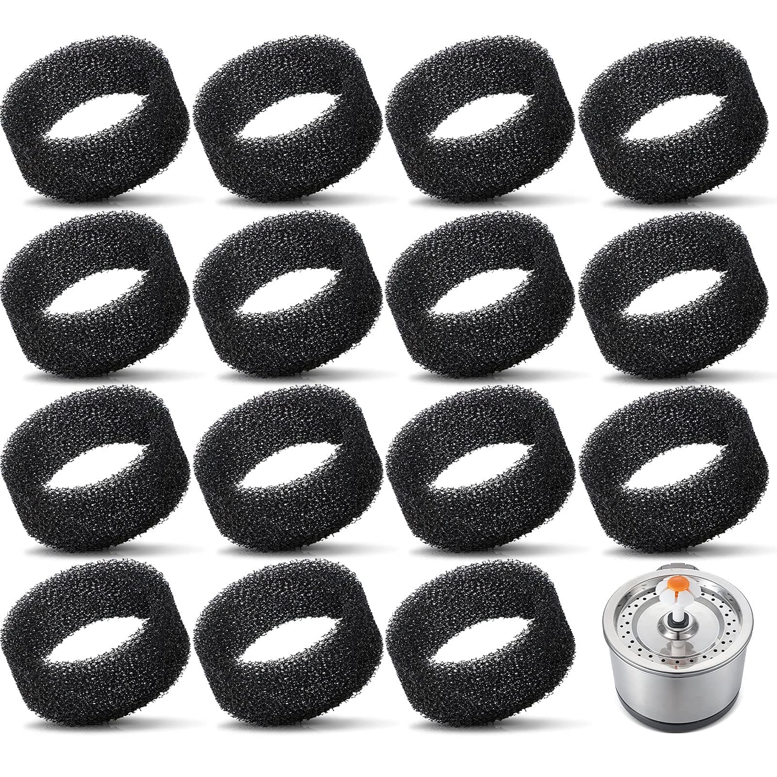 Enhon filtre en mouss pour animaux noir éponge ronde 2,5L remplacer fontaine eau chat