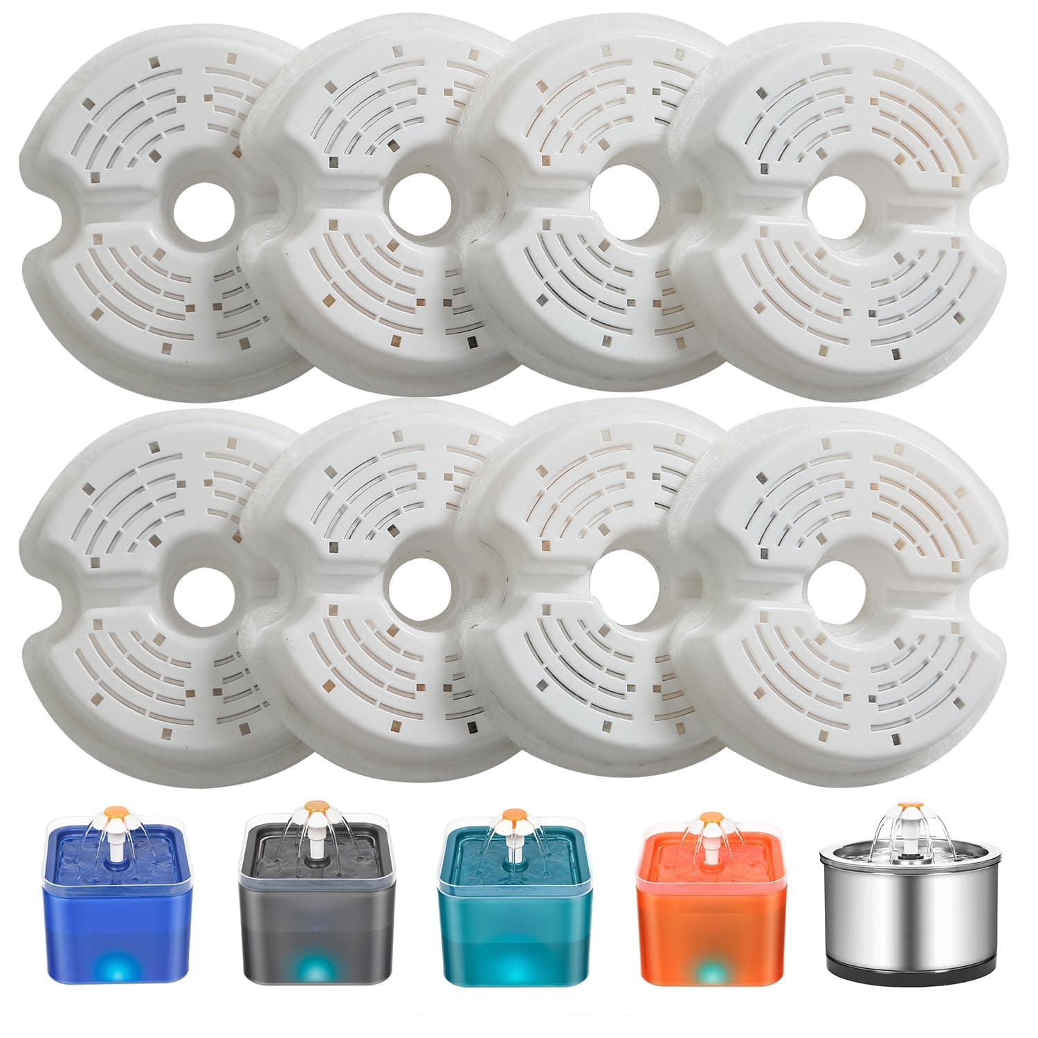 PwinGo Filtres de Fontaine a Eau Chat Adultes Original 8 PCS Le Remplacement Filtres de Distributeur EauChat